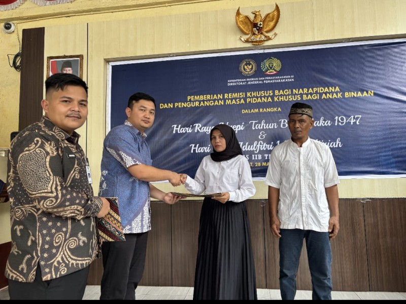 Jelang Lebaran, Ratusan Warga Binaan Lapas Kelas ll B Taluk Kuantan  Dapat Remisi Khusus Idul Fitri