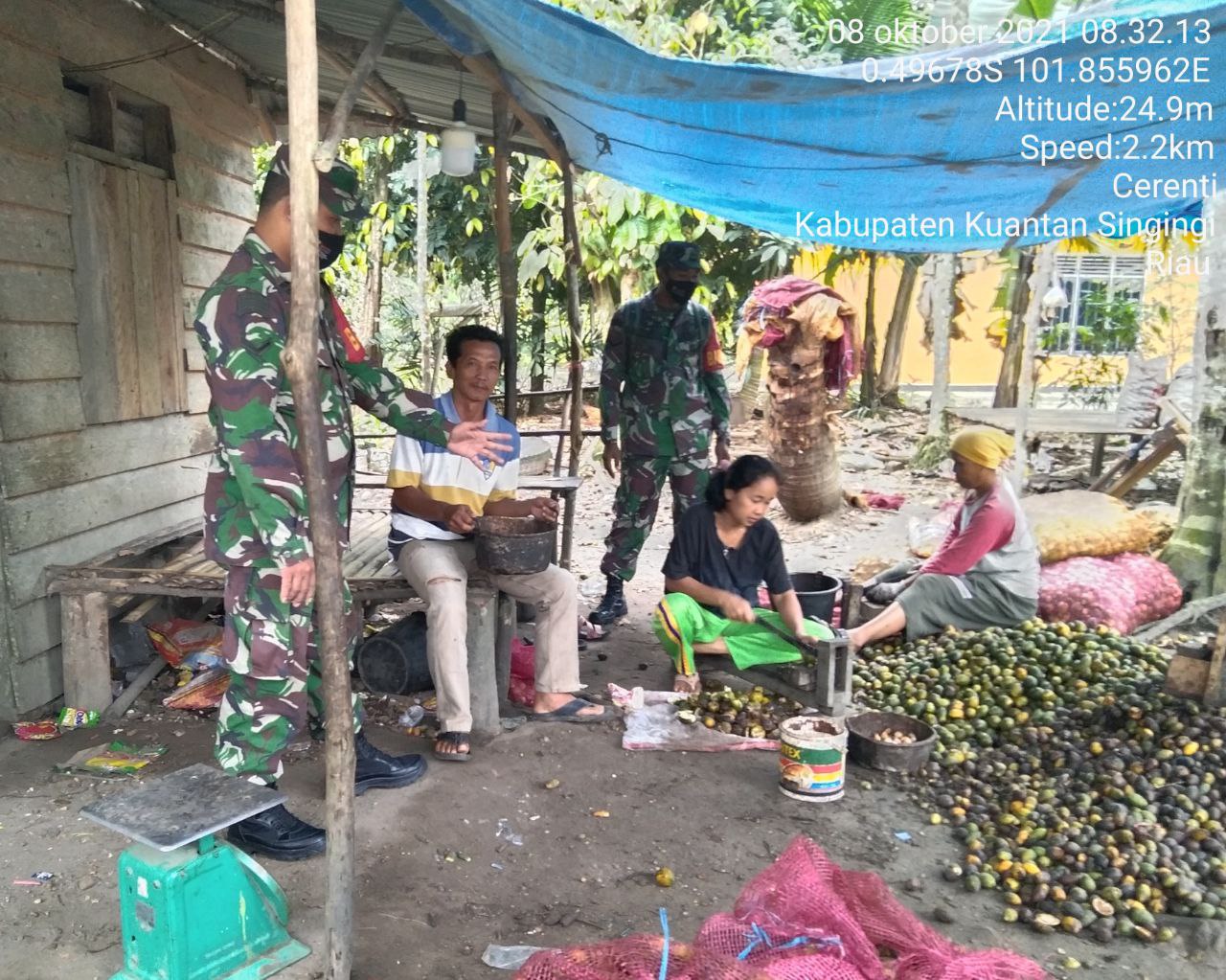 Babinsa Koramil 06/ Cerenti Kodim 0302/ Inhu Himbau Warga Masyarakat Akan Pentingnya Penegakkan Protokol Kesehatan