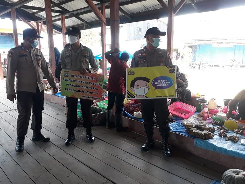 Gencar Sosialisasi Prokes, Polsek Kuala Kampar Imbau Warga Patuhi Aturan Pemerintah