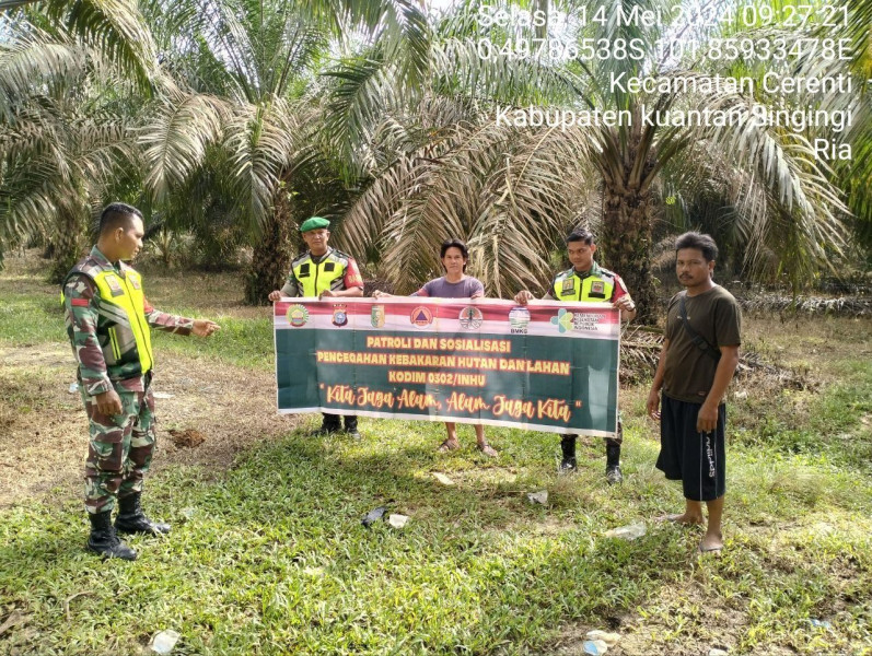 Babinsa Koramil 06/Cerenti Kodim 0302/Inhu Laksanakan Sosialisasi Pencegahan Kebakaran Hutan Dan Lahan