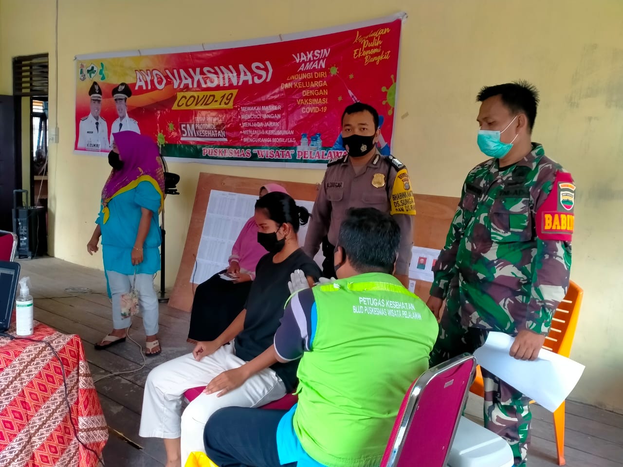 Dukung Percepatan Vaksinasi Covid-19, Polsubsektor Pelalawan Kembali Gelar Pengamanan Vaksinasi