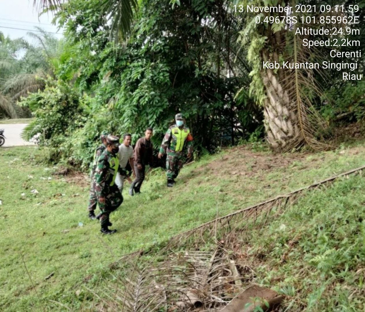 Upaya Babinsa Koramil 06/Cerenti Kodim 0302/ Inhu Laksanakan Patroli Untuk Cegah Kebakaran Hutan Dan Lahan di Desa Seberang Pulau Busuk