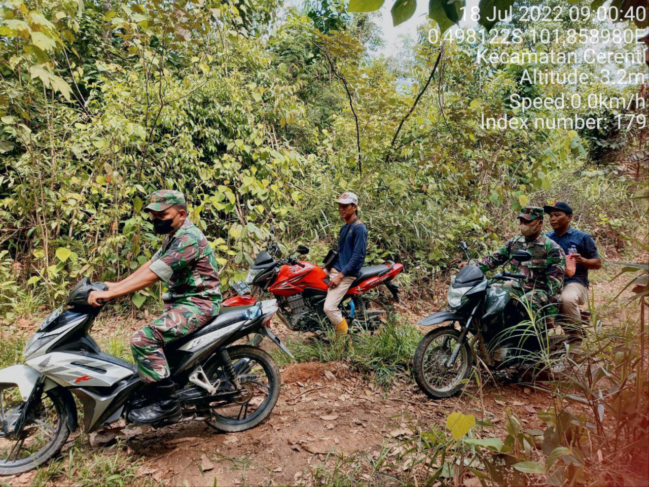 Babinsa Koramil 06/Cerenti Kodim 0302/Inhu Laksanakan Patroli Untuk Cegah Kebakaran Hutan Dan Lahan di Pulau Jambu Cerenti