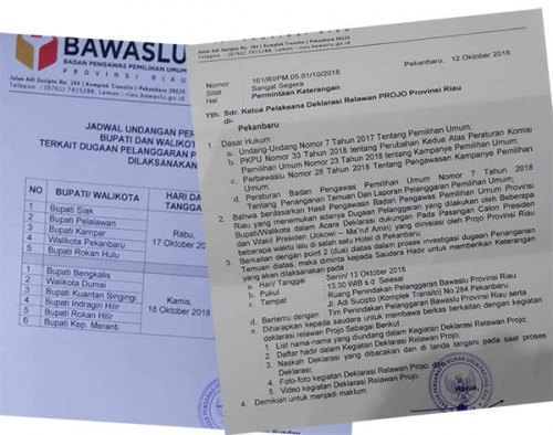 Ikut Deklarasi Dukung Jokowi, 11 Kepala Daerah di Riau Dipanggil Bawaslu