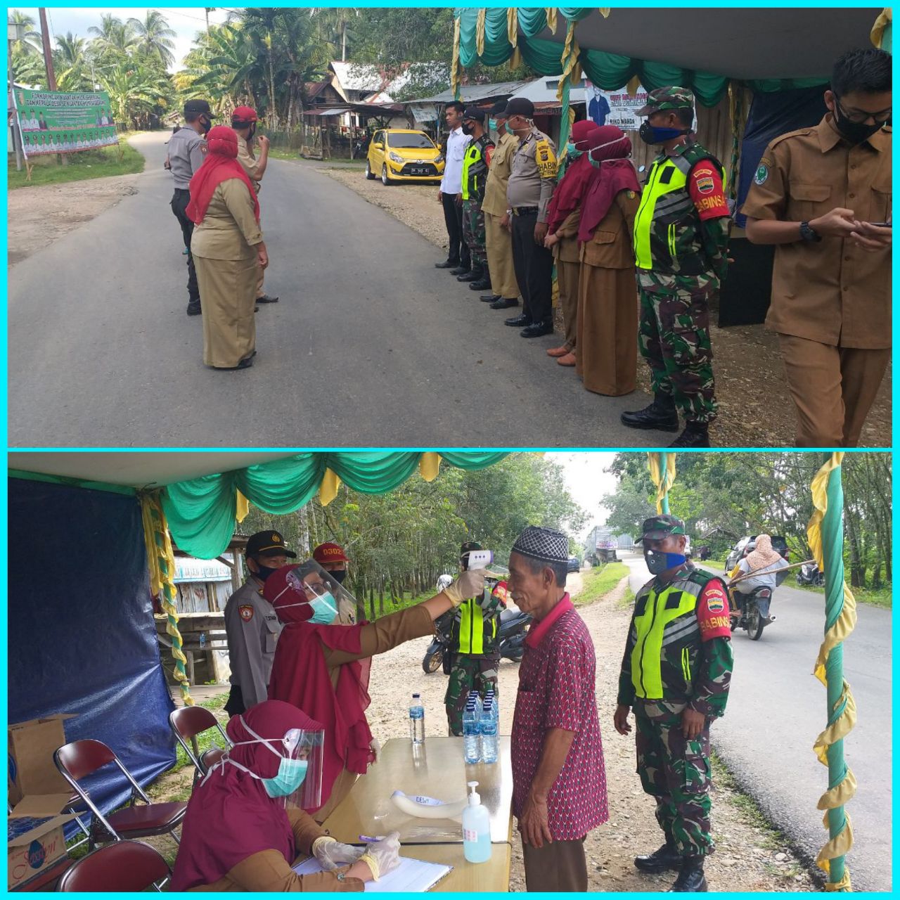 Sertu Parman, Anggota Koramil 07/Kuantan Hilir Dim 0302/Inhu Hadiri Giat Pemeriksaan Masyarakat Untuk Mencegah Covid-19.