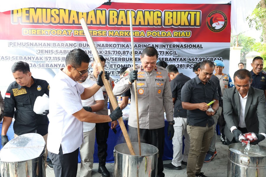 16 Kasus Terungkap, Polda Riau Musnahkan Sabu, Ekstasi, Etomidate hingga Happy Five