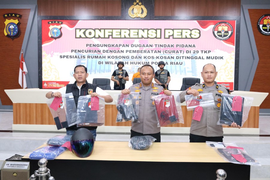 Polda Riau Ungkap Kasus Pencurian di Rumah Kosong dan Kos-kosan yang Ditinggal Mudik