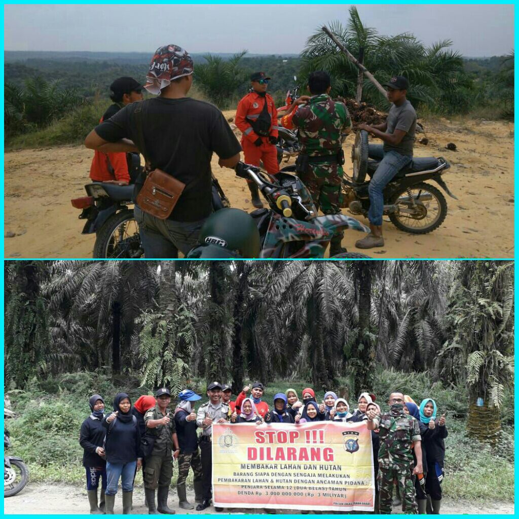 Anggota Koramil Kuantan Hilir Bersama Anggota Manggala Agni Terus Gencar Patroli Dan Sosialisasi Karhutla Kepada Masyarakat.