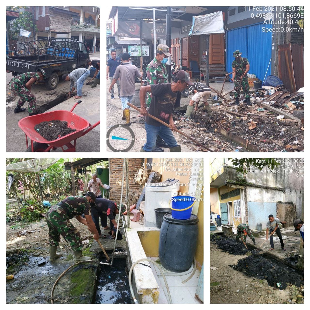 Peduli Lingkungan, Anggota Koramil 06/Cerenti Tingkatkan Giat Gotong Royong Bersama Masyarakat Pasar Cerenti