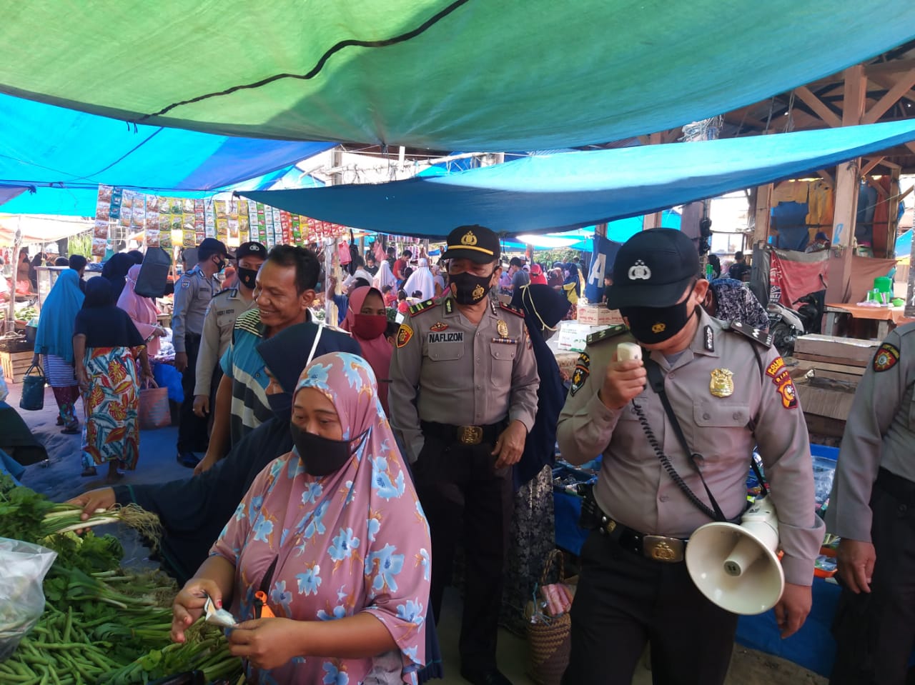 Kapolsek Bandar Sei Kijang Cek Penerapan Prokes di Pasar