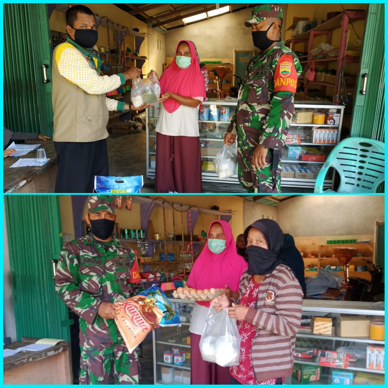 Pelda Suparno, Anggota Koramil 07/Kuantan Hilir Dim 0302/Inhu Dampingi Dinas Sosial Pembagian Program PKH.