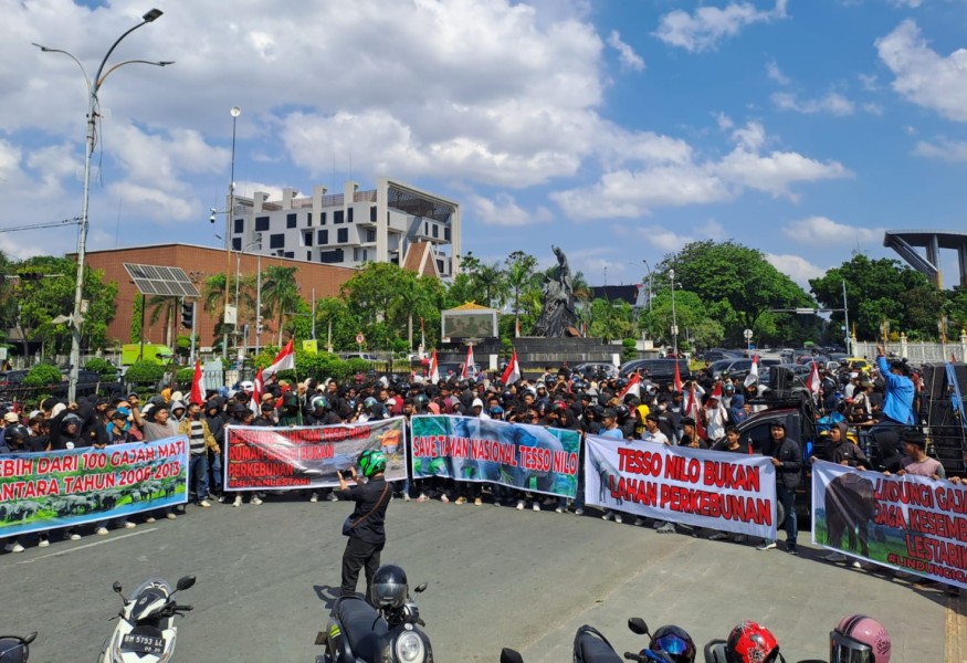 Aksi Damai Aliansi Penyelamat Gajah Riau Desak Penegakan Hukum di Kawasan TNTN