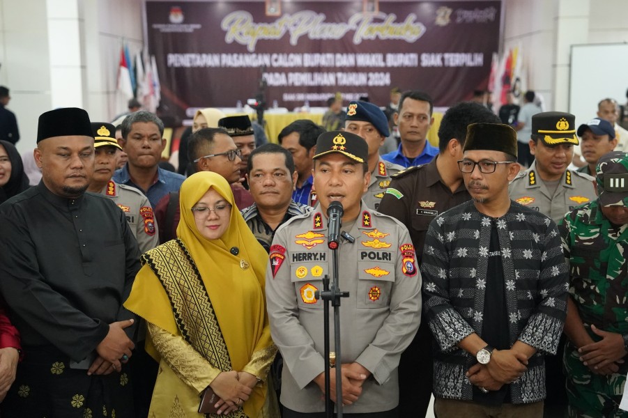KPU Tetapkan Pasangan Afni-Syamsurizal Sebagai Pemenang, Kapolda Riau Ucapkan Selamat dan Ajak Bersatu Bangun Siak