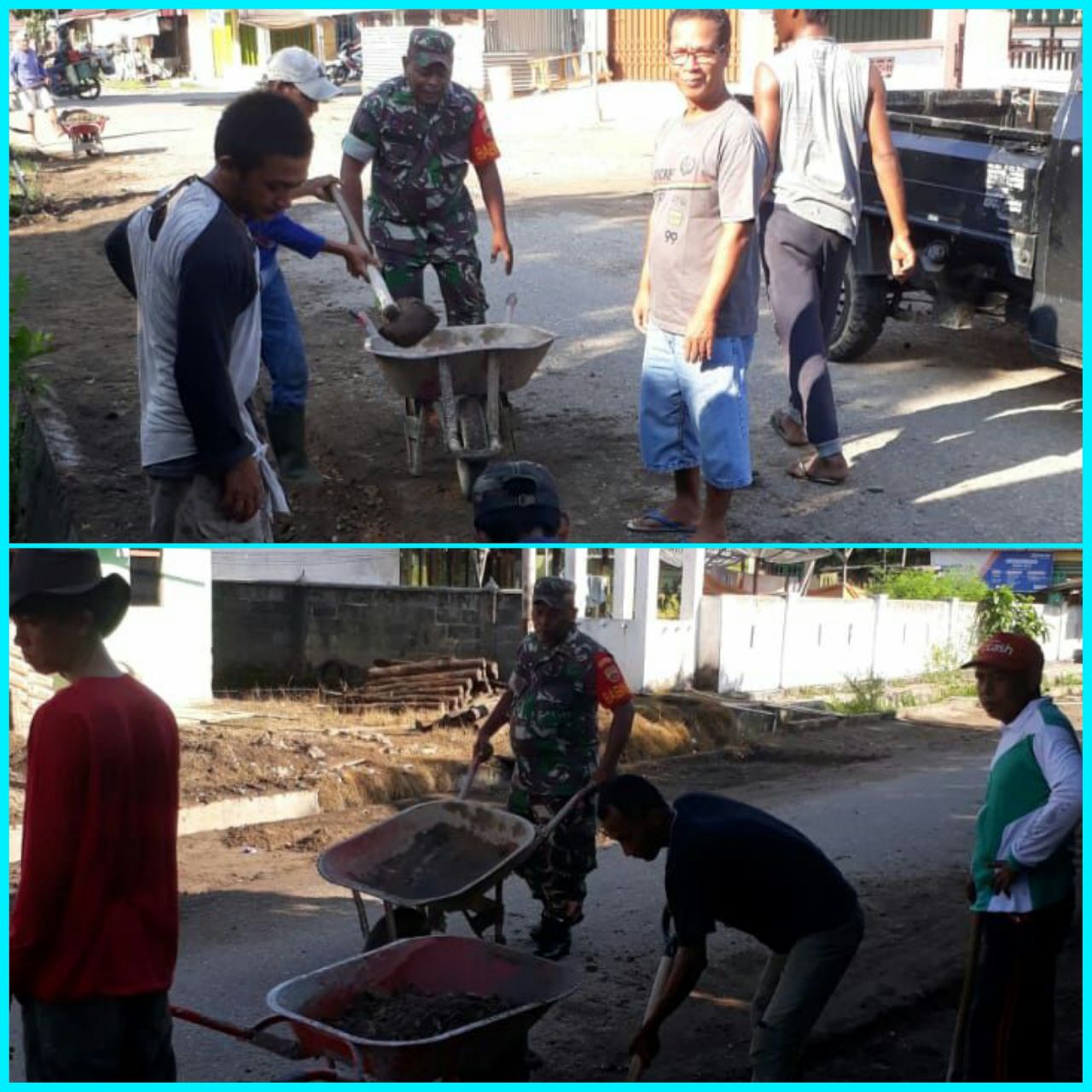 Babinsa Ramil 07/KH Bersama Masyarakat Gotong Royong Membersihkan Lingkungan Desa Dusun Tuo.
