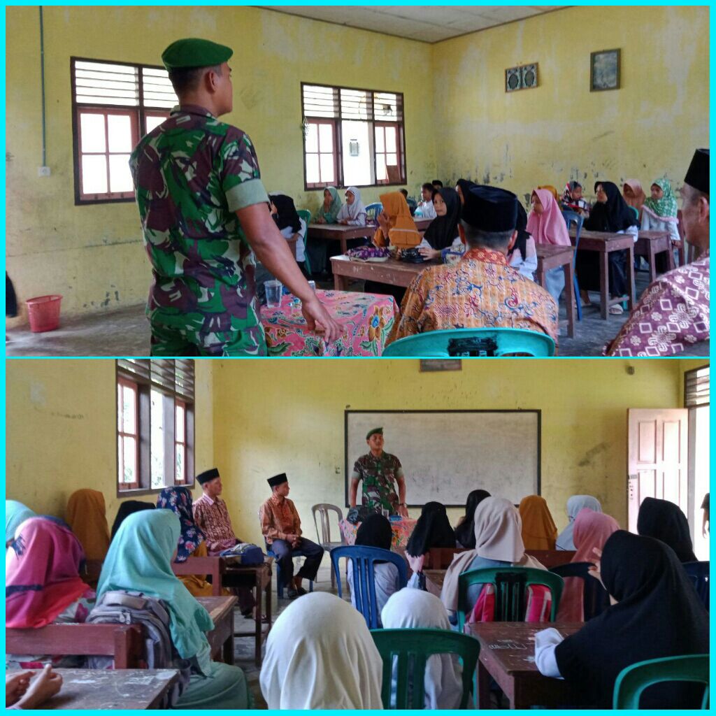 Pelda Suparno Berikan Pemahaman Tentang Wawasan Kebangsaan Kepada Santri Madrasah Ibtidaiyah Darussalam Pulau Beralo.