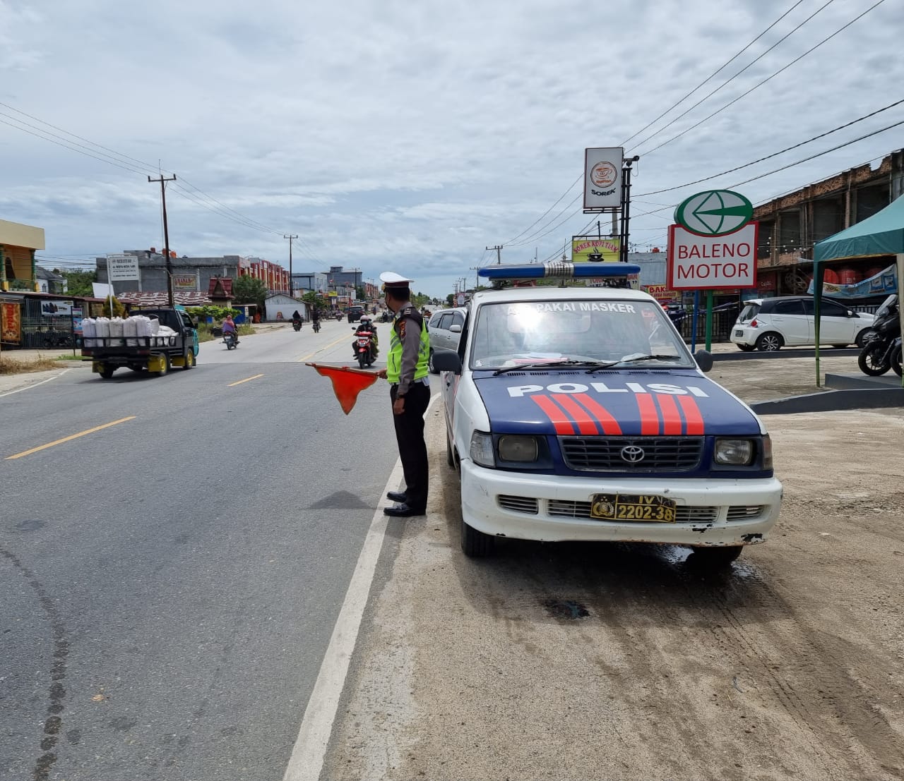 Polsek Pangkalan Kuras Antipasi Laka Lantas dengan Gelar Patroli R4 
