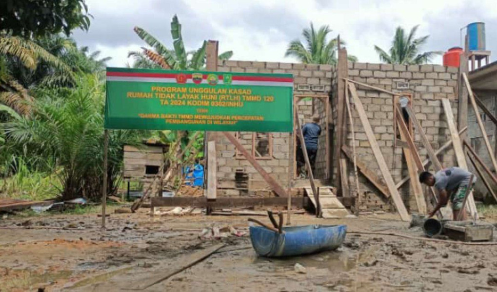 Kodim 0302/ Inhu Melaksanakan Program TMMD ( TNI Manunggal Membangun Desa) Ke - 120 Tahun 2024 Membangun Rumah Tidak Layak Huni