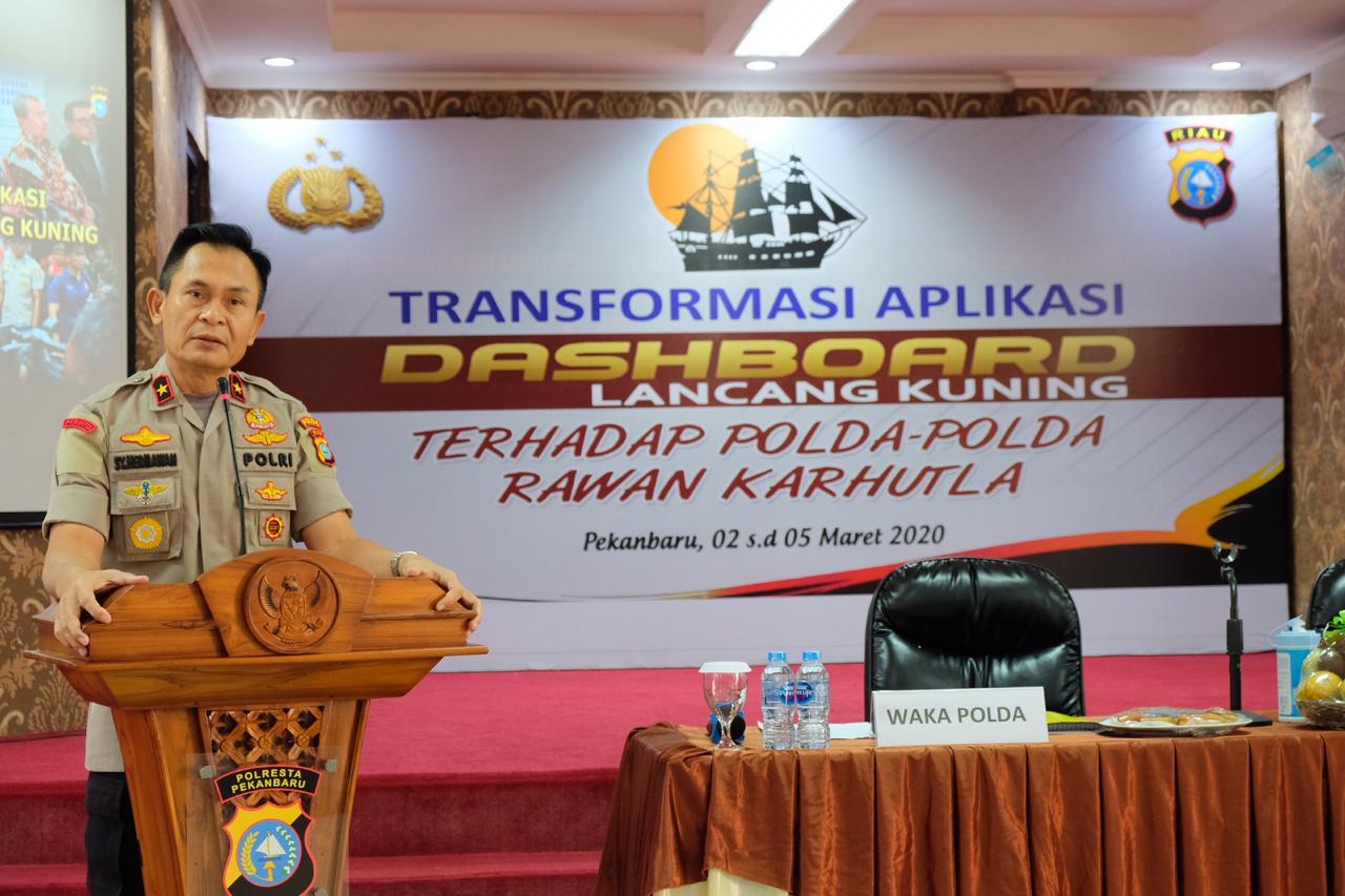 Wakapolda Riau Buka Pelatihan Transformasi Aplikasi Dashboard Lancang Kuning Bagi Sebelas Polda Rawan Karhutla.