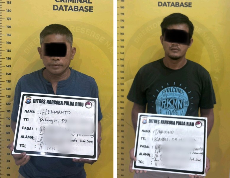 Dua Pria Ditangkap di Siak, Polisi Ungkap Jaringan Sabu Sistem 'Lempar Barang'
