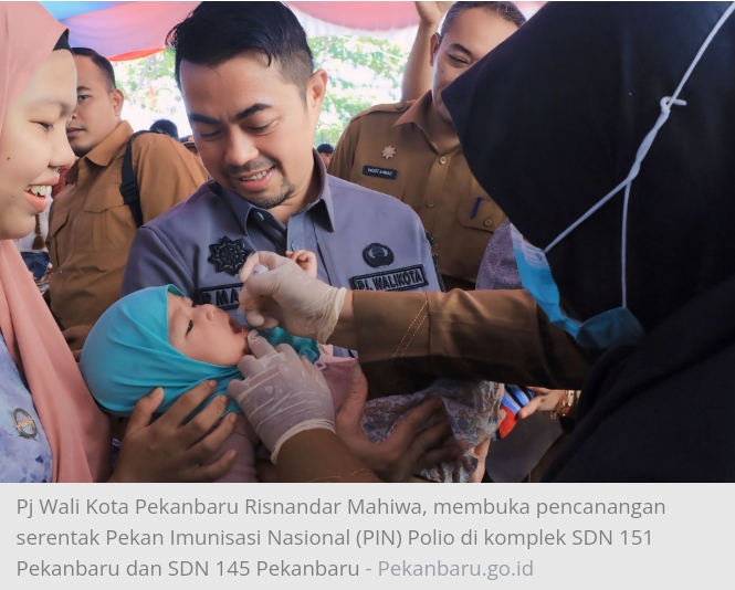 Buka Pencanangan Serantak PIN Polio 2024 di Pekanbaru, Pj Wako: Target 95 Persen Anak Diimunisasi