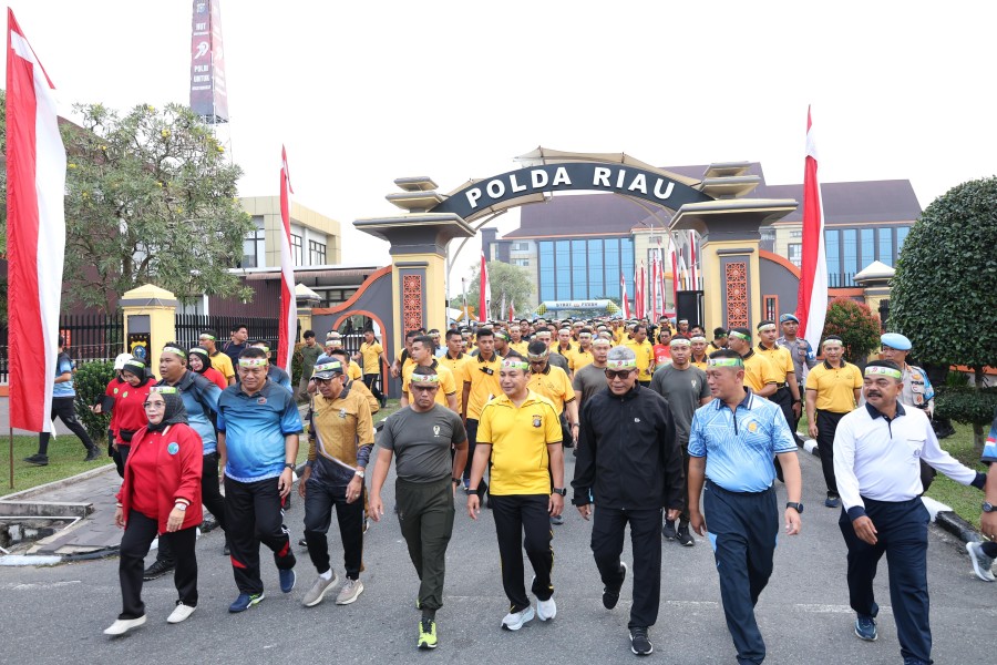Peringati Hari Bhayangkara ke-79, Polda Riau Gelar Olahraga Bersama dan Serukan Aksi Konservasi