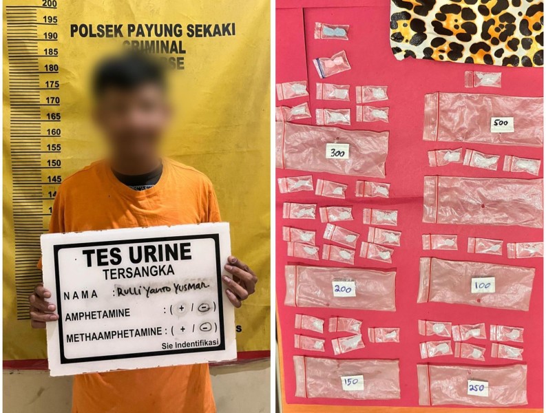 Polisi Sikat Pengedar Narkoba di Tuah Madani, Puluhan Paket Sabu Diamankan