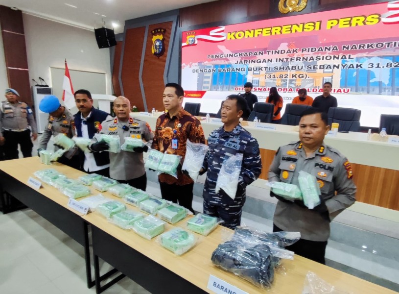 Tim Gabungan Gagalkan Penyelundupan 32 Kilogram Sabu Asal Malaysia di Bengkalis
