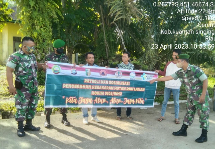 Babinsa Koramil 06/Cerenti Kodim 0302/Inhu Tingkatkan Pengawasan Terhadap Karhutla, Serda Dumen Siregar Sosialisasi Karhutlah