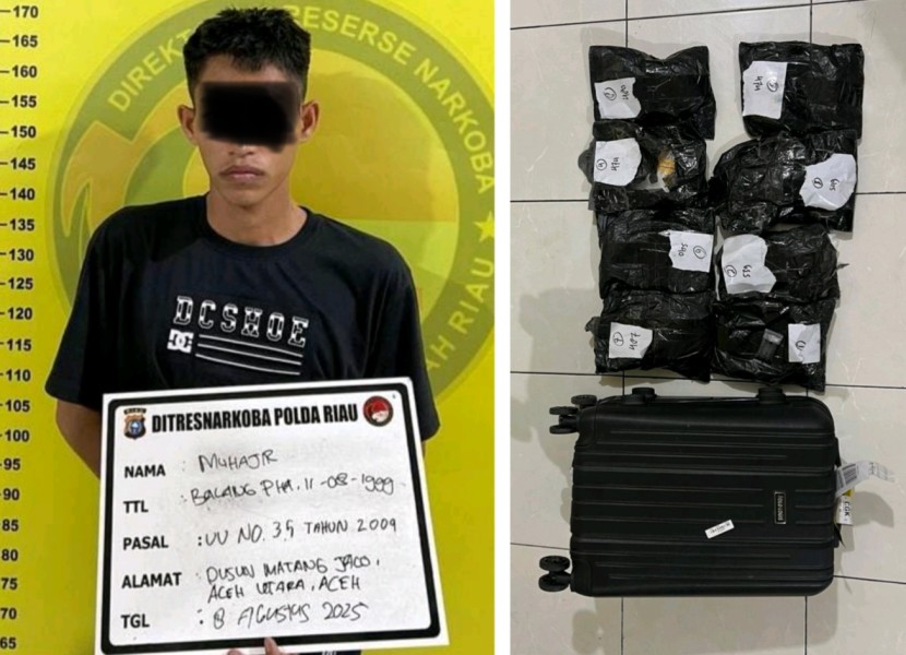 Avsec Bandara SSK II dan Polda Riau Gagalkan Penyelundupan 4,1 Kg Sabu di Koper Penumpang