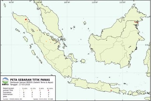 17 Titik Panas di Sumatera, 7 di Riau