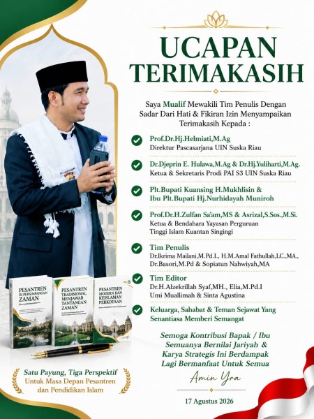 Wujud Cinta NKRI, A.Mualif Mahasiswa Program Doktor PAI UIN Suska Riau Luncurkan 3 Buku  di Hari Kemerdekaan RI Ke 81 Menuju Indonesia Emas 2045
