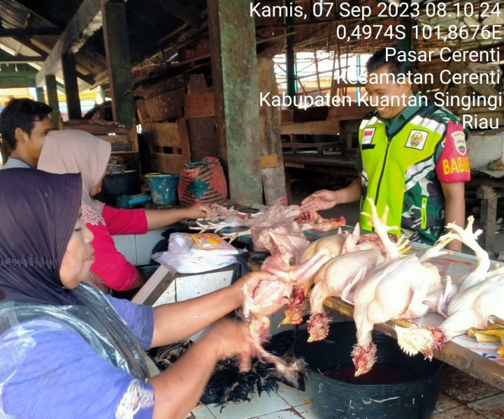 Babinsa Koramil 06/Cerenti Kodim 0302/Inhu Kopda Mohamad Soleh  Pantau Perkembangan Harga Sembako