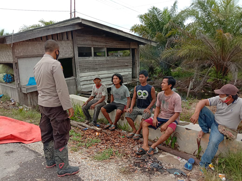 Polsek Langgam Rutin Gelar Patroli C3 dan Sosialisasi Prokes