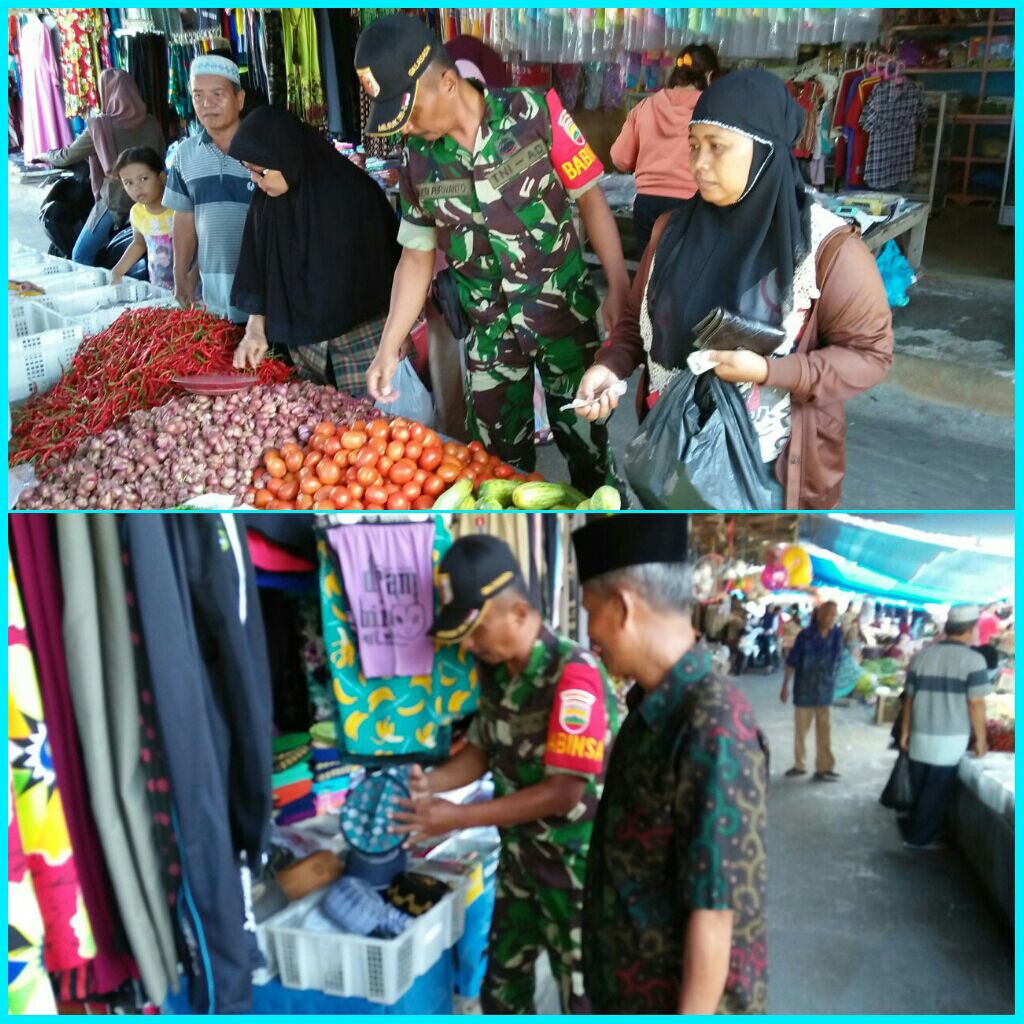 Anggota Koramil Kuantan Hilir Pantau Pasar Tradisional Kecamatan Kuantan Hilir.