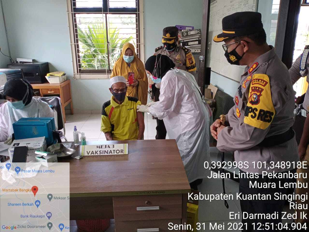 Kapolres Kuansing Cek Pelaksanaan Penyuntikan Vaksinasi di Kecamatan Singingi