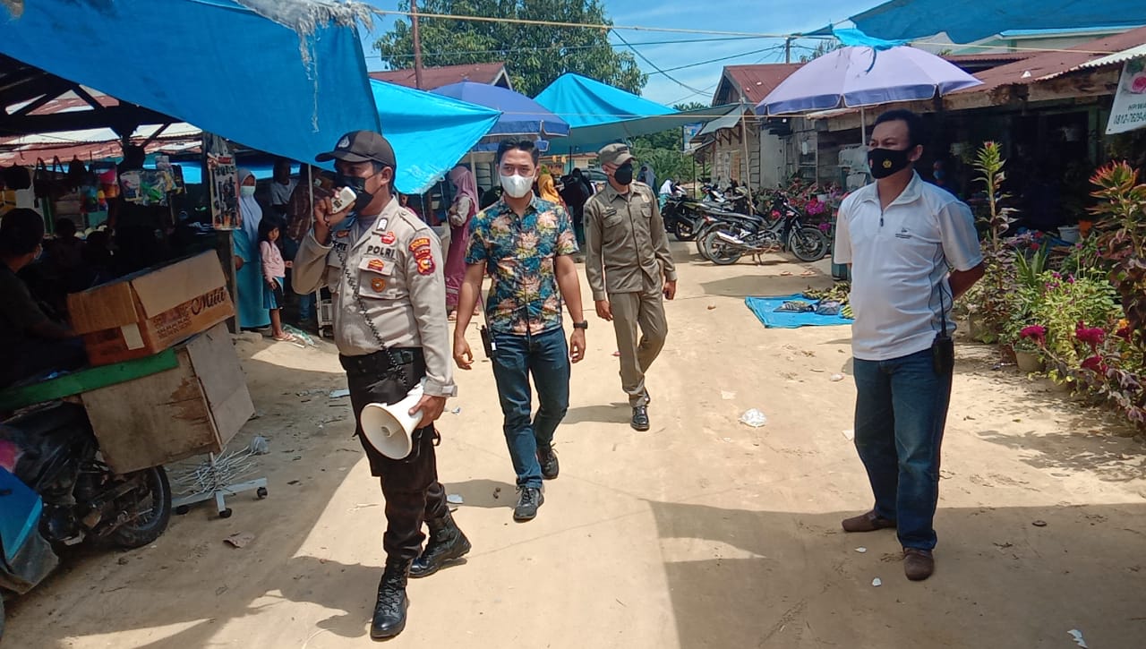 Polsek Pangkalan Kuras Perketat Prokes Dengan Gelar Yustisi di Masa PPKM Level III