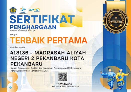 Tak Hanya Panen Prestasi Siswa, MAN 2 Kota Pekanbaru Sabet Terbaik Pertama Treasury Awards KPPN