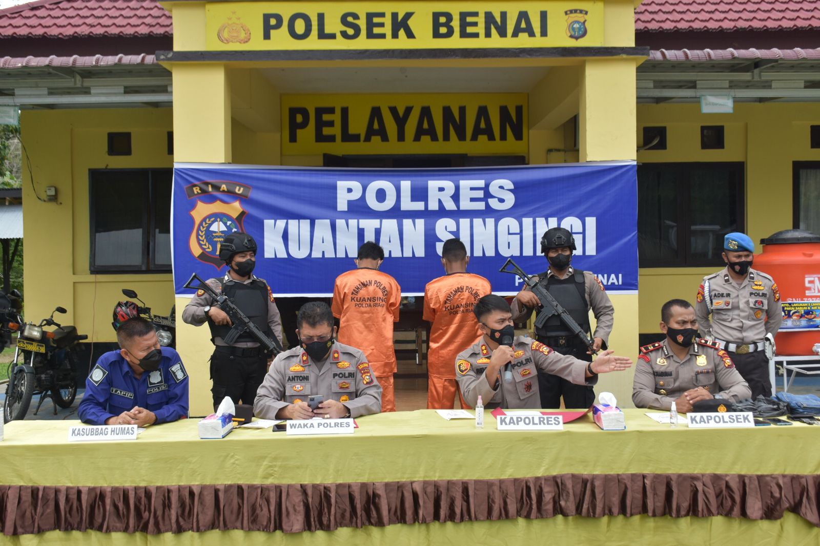 Polres Kuansing Melaksanakan Press Release Kasus Tindak Pidana Curanmor 