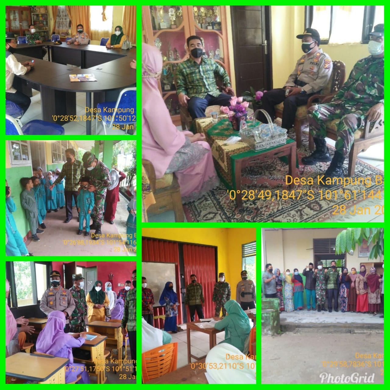 Danramil 06/Cerenti Dim 0302/Inhu Bersama Camat Cerenti Melaksanakan Prokes Ke Sekolah- Sekolah Di Kecamatan Cerenti