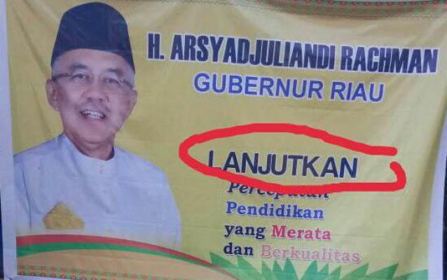 Soal Spanduk 'Lanjutkan', Pemprov Riau Bantah Langgar Aturan Pilkada