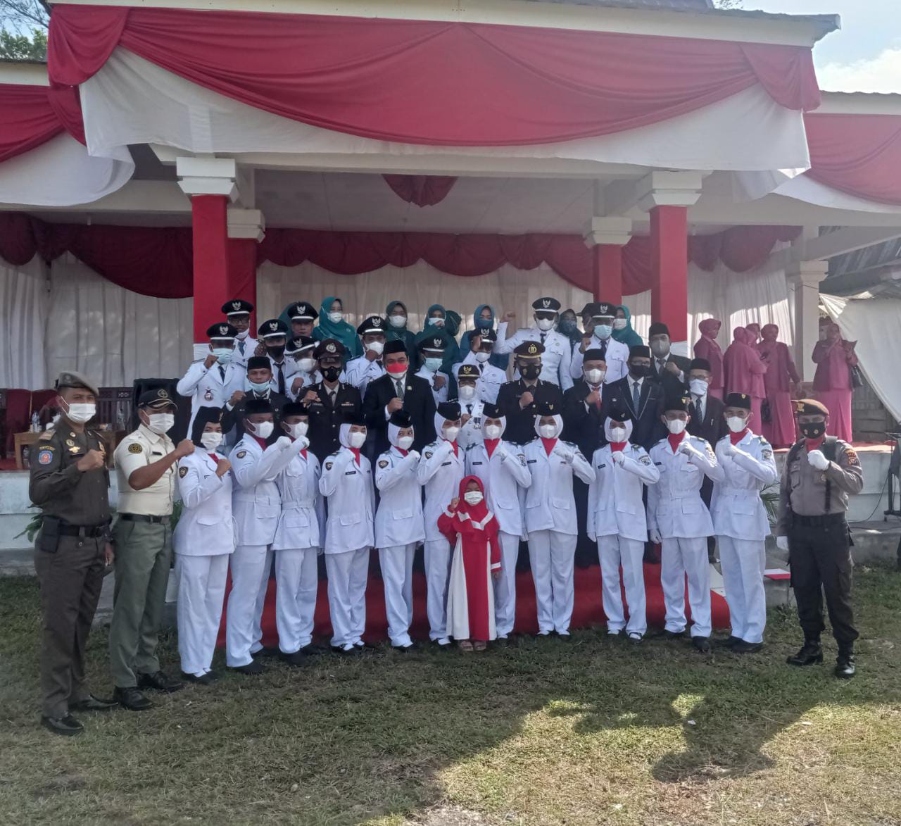 Polsek Bunut Laksanakan Upacara HUT RI ke-76 dengan Tetap Terapkan Prokes