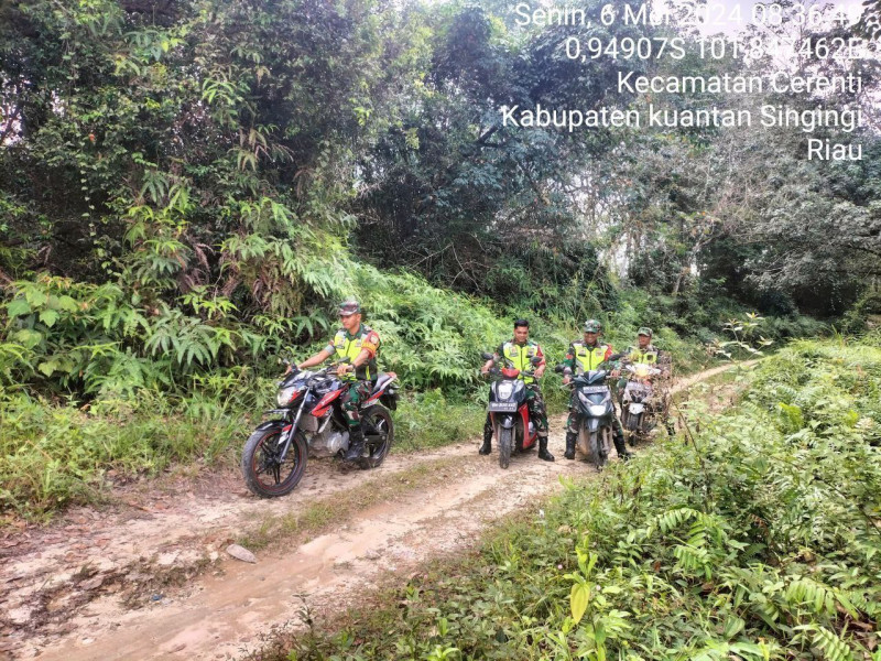 Antisipasi Karhutla, Praka Fardan Sinaga  Babinsa Koramil 06/ Cerenti Kodim 0302/Inhu Laksanakan Patroli Karhutla