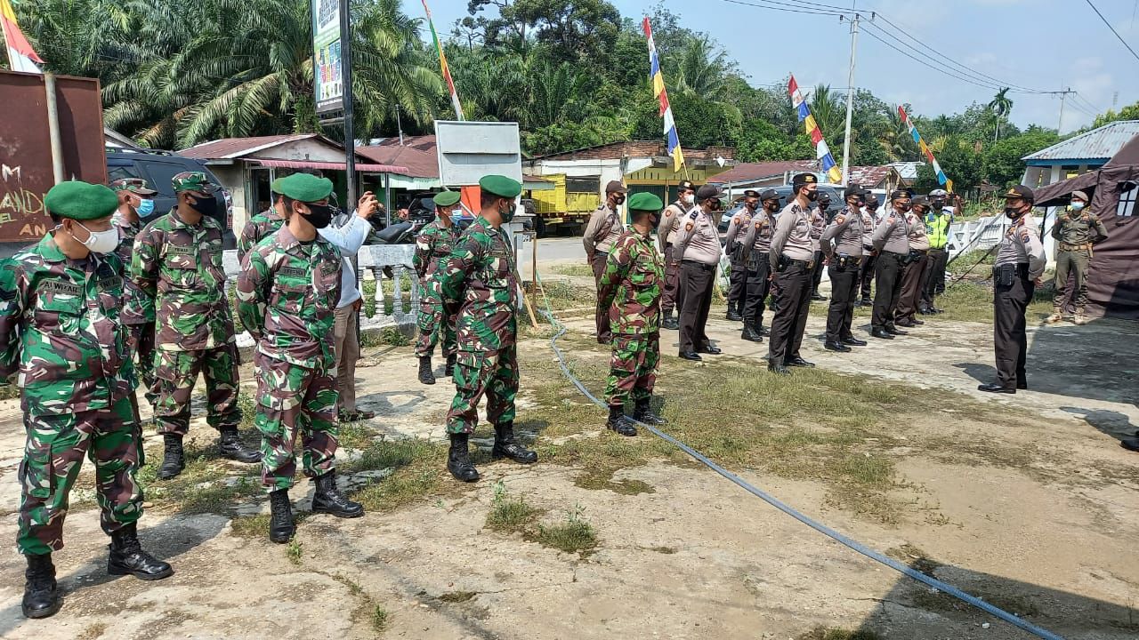 Upika Kecamatan Cerenti Melaksanakan Apel Persiapan PAM POS Penyekatan Diperbatasan Kecamatan