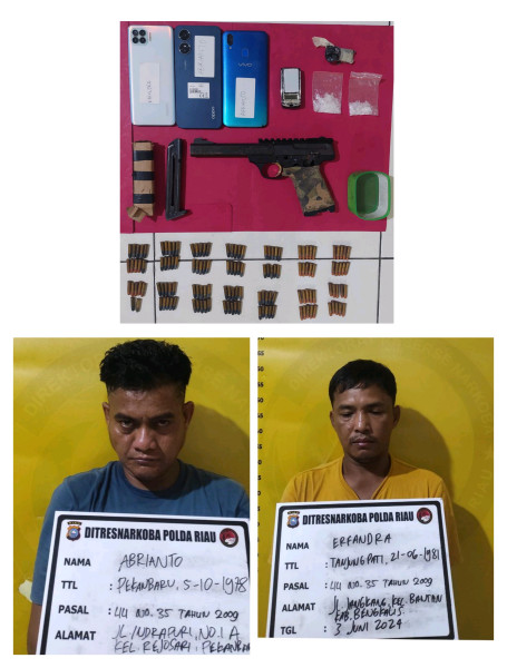 Ditresnarkoba Polda Riau Tangkap Pengedar Sabu dan Kepemilikan Senpi