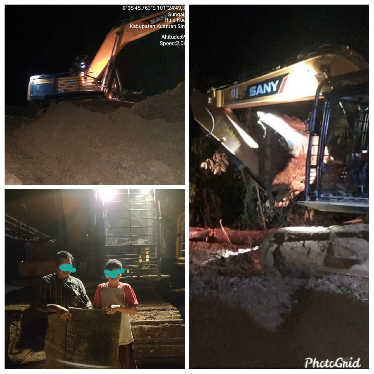 Tim Gabungan Polsek dan Polres Kuansing, Lakukan Penangkapan Pelaku Penambang Emas Ilegal Menggunakan Alat Berat Excavator