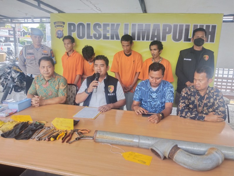 Polresta Pekanbaru Ungkap Kasus Pencurian Kabel PLN, Empat Pelaku Ditangkap