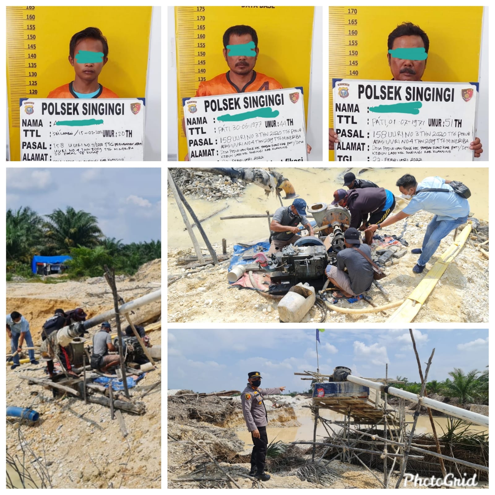 Pelaku Penambang Emas Tanpa Izin di Desa Kebun Lado Singingi Di Tangkap Oleh Aparat Polsek Singingi Polres Kuansing