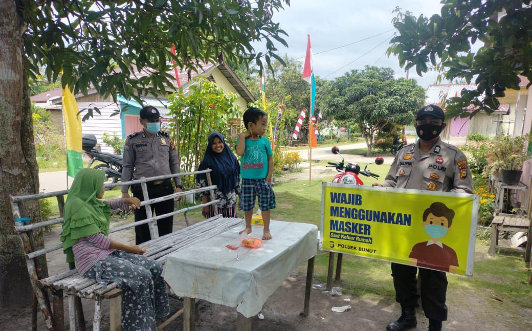 Giat Rutin, Polsek Bunut Imbau Warga Terapkan Prokes