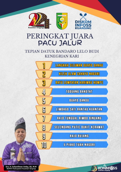 Pacu Jalur Kari Gelar 2 Sukses Sekaligus;  Bupati Suhardiman Sampaikan Apresiasi