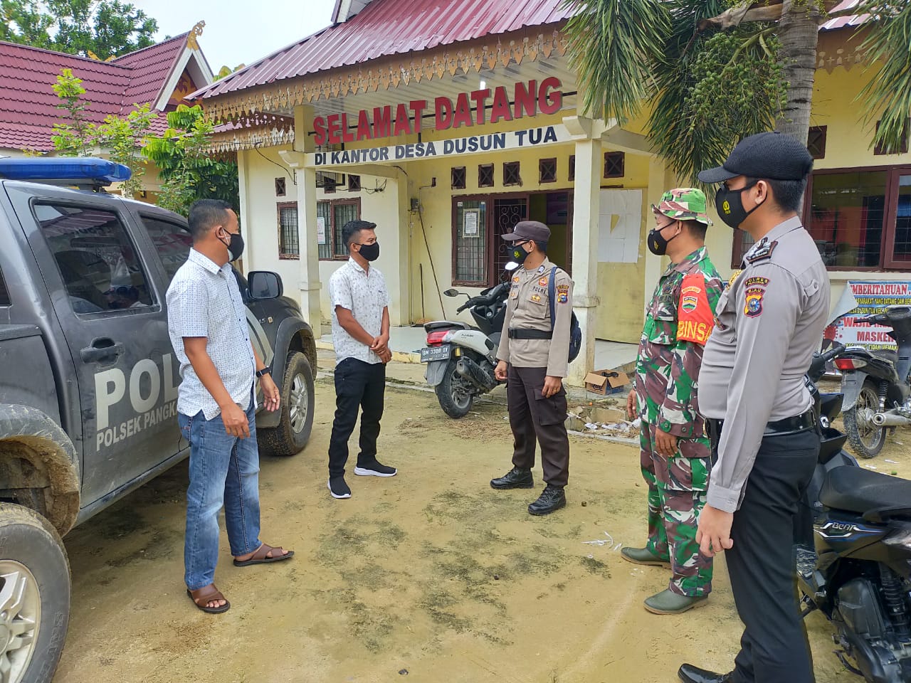 Kapolsek Pangkalan Lesung Kerahkan Personel Gencarkan Prokes di Wilkum